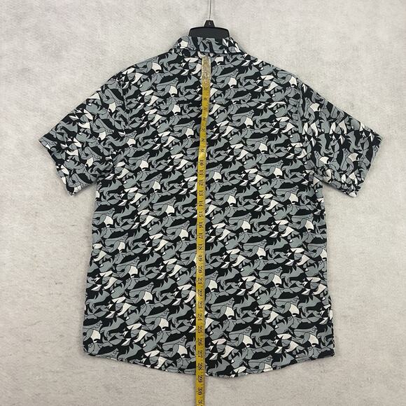 NFL Team Apparel Las Vegas Raiders Camp Shirt Mens L Black Button Up Cabana AOP - Picture 5 of 11